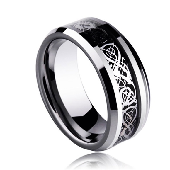 Men's Silver Celtic Dragon Titanium Ring sz 9-12 - Picture 3 of 8